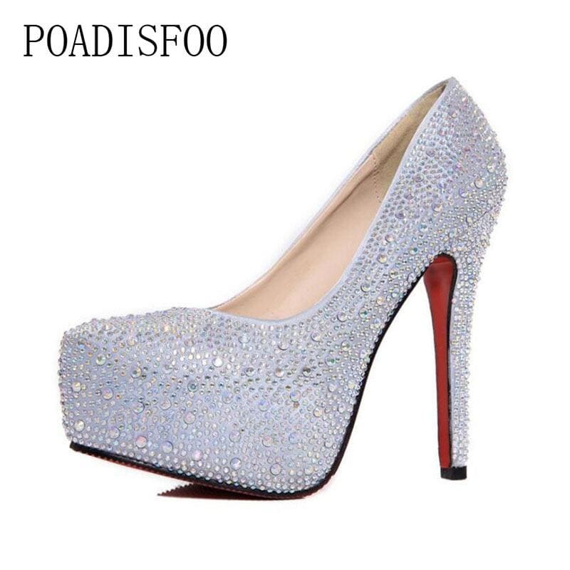 rhinestone waterproof bridal wedding shoes