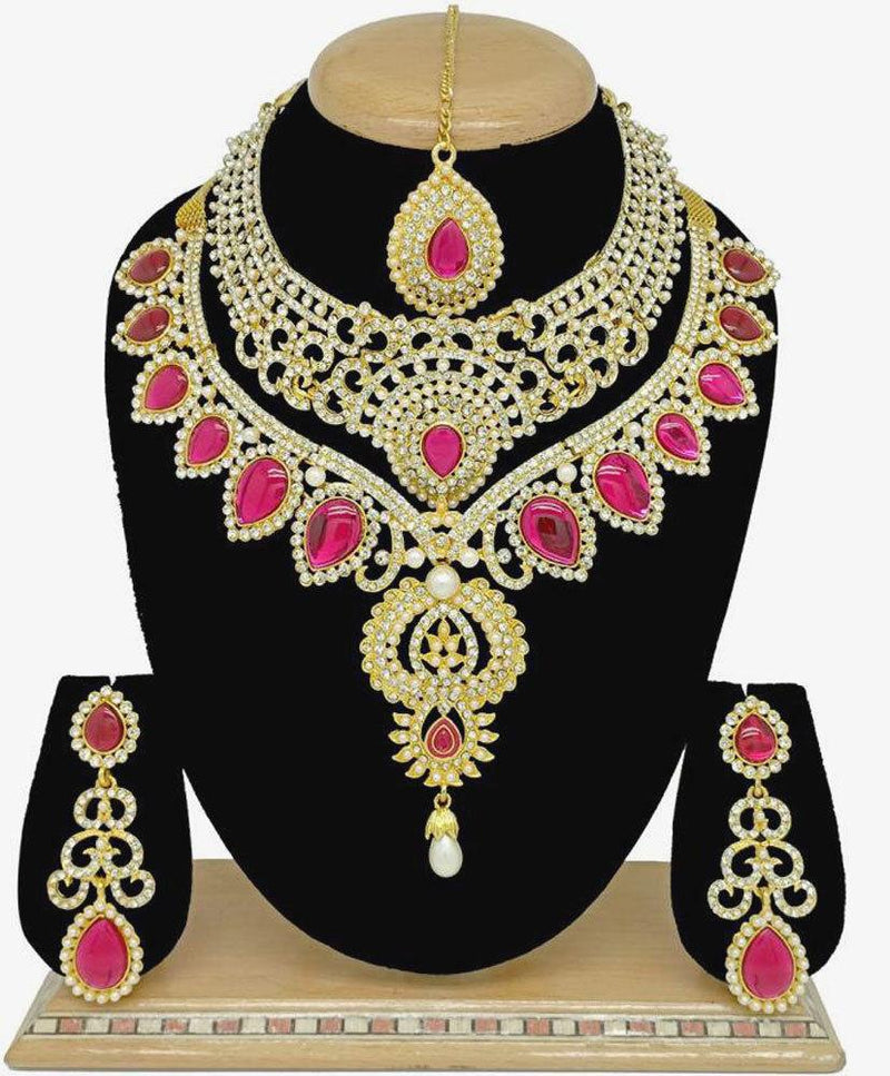 indian bollywood jewelry wedding bridal fashion cz statement necklace set 4 pcs