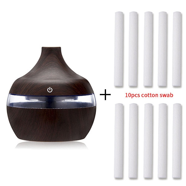 electric humidifier essential aroma oil diffuser with led light dark wood grain-10