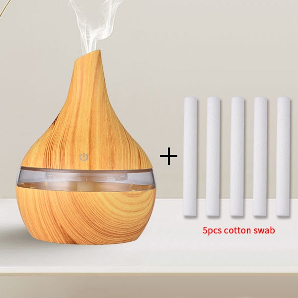 saengq electric aroma air diffuser wood ultrasonic air humidifier lightbrown-5pcs