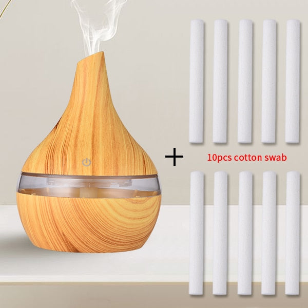 saengq electric aroma air diffuser wood ultrasonic air humidifier lightbrown-10pcs