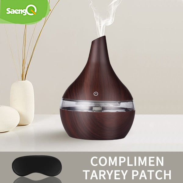 saengq electric aroma air diffuser wood ultrasonic air humidifier darkcoffee