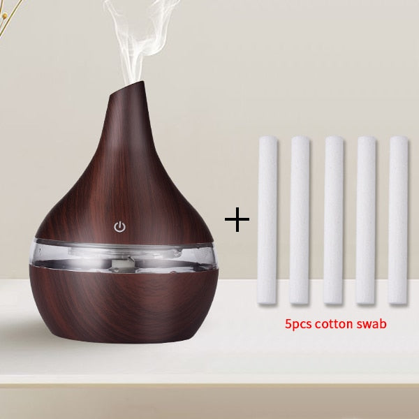 saengq electric aroma air diffuser wood ultrasonic air humidifier darkcoffee-5pcs
