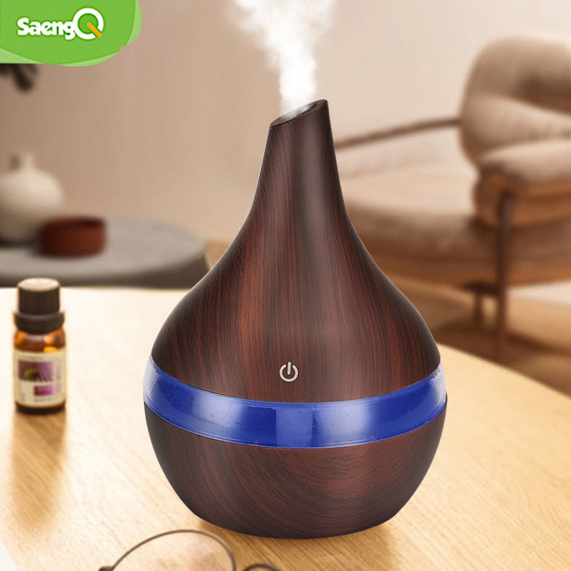 saengq electric aroma air diffuser wood ultrasonic air humidifier