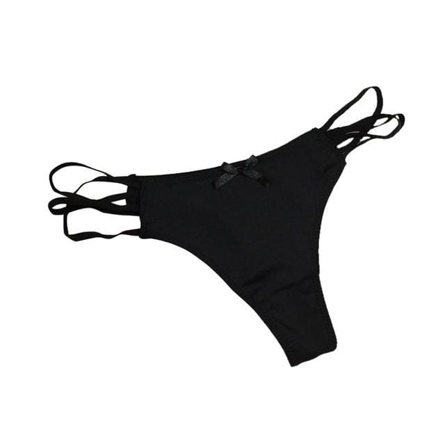 seamless g string thong underwear hollow out black / one size