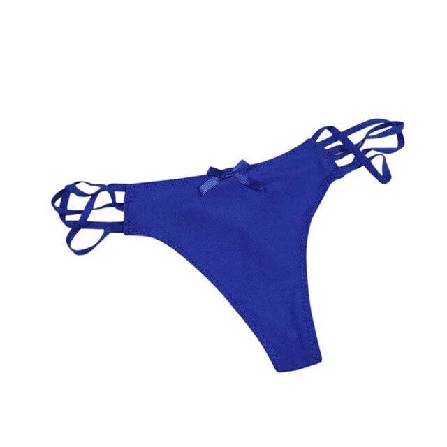 seamless g string thong underwear hollow out blue / one size