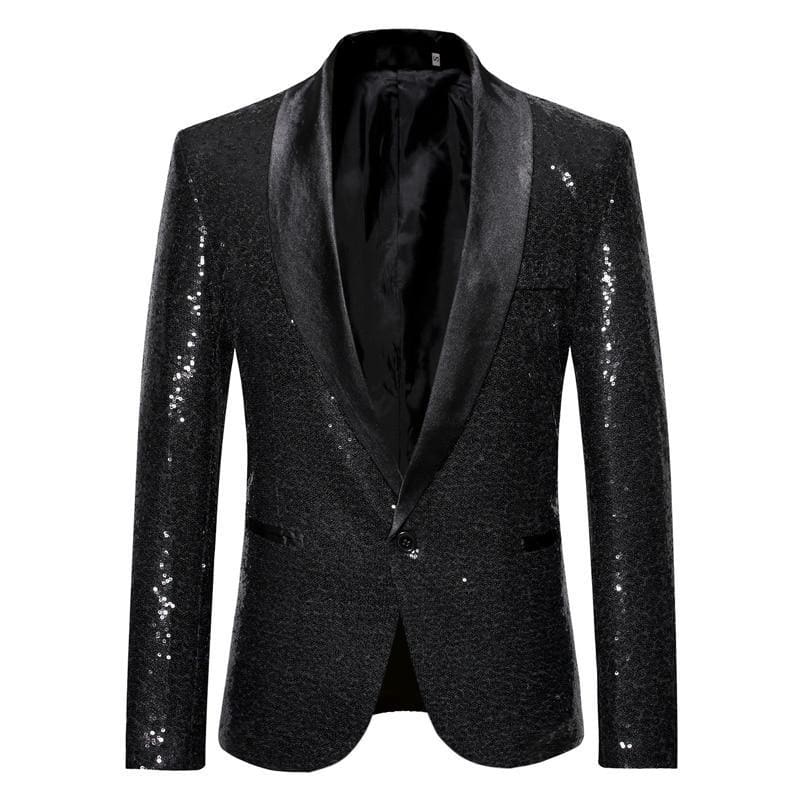 sequin one button shawl collar bling glitter men suit