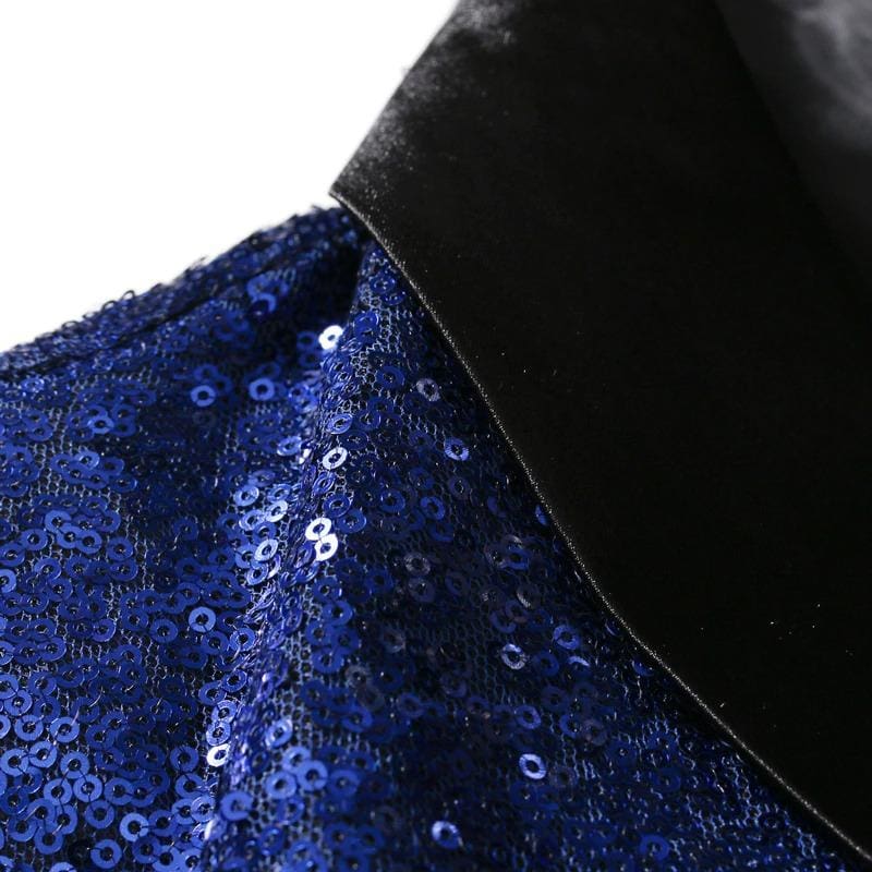 sequin one button shawl collar bling glitter men suit