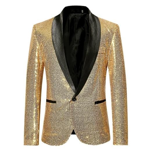 sequin one button shawl collar bling glitter men suit