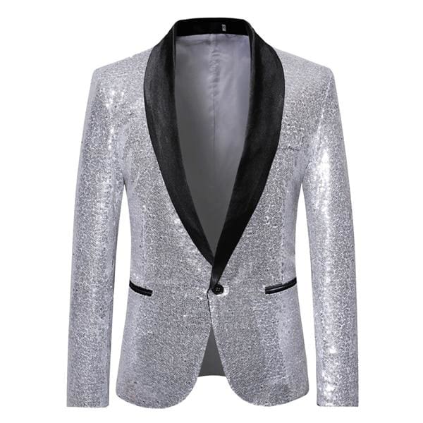 sequin one button shawl collar bling glitter men suit