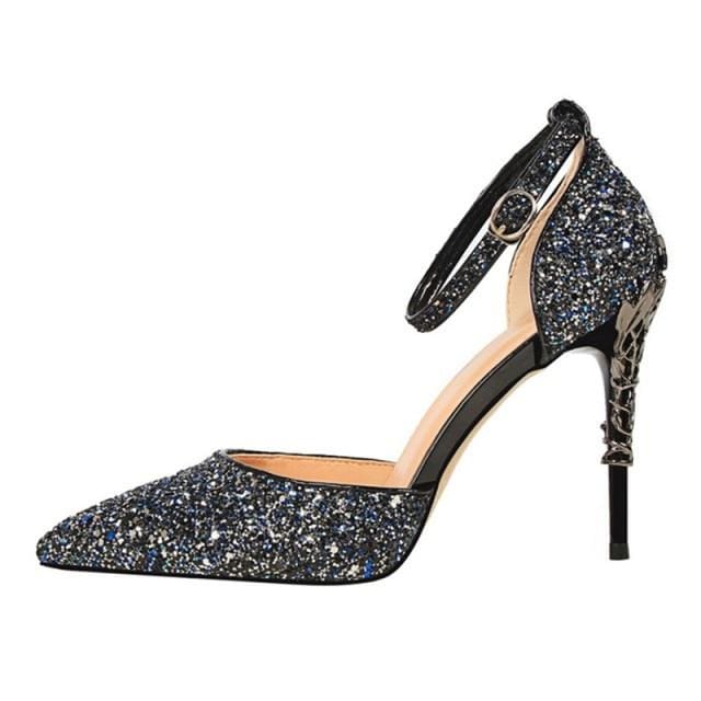 sexy women metal glitter bridal high heels