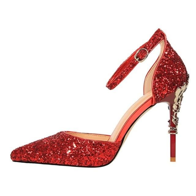 sexy women metal glitter bridal high heels