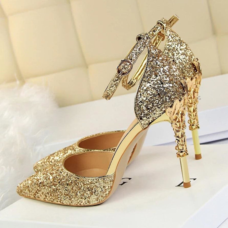 sexy women metal glitter bridal high heels