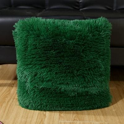 shaggy solid cushion cover for home decoration dark green / 43x43cm