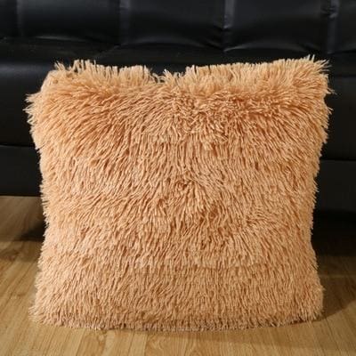 shaggy solid cushion cover for home decoration khaki / 43x43cm