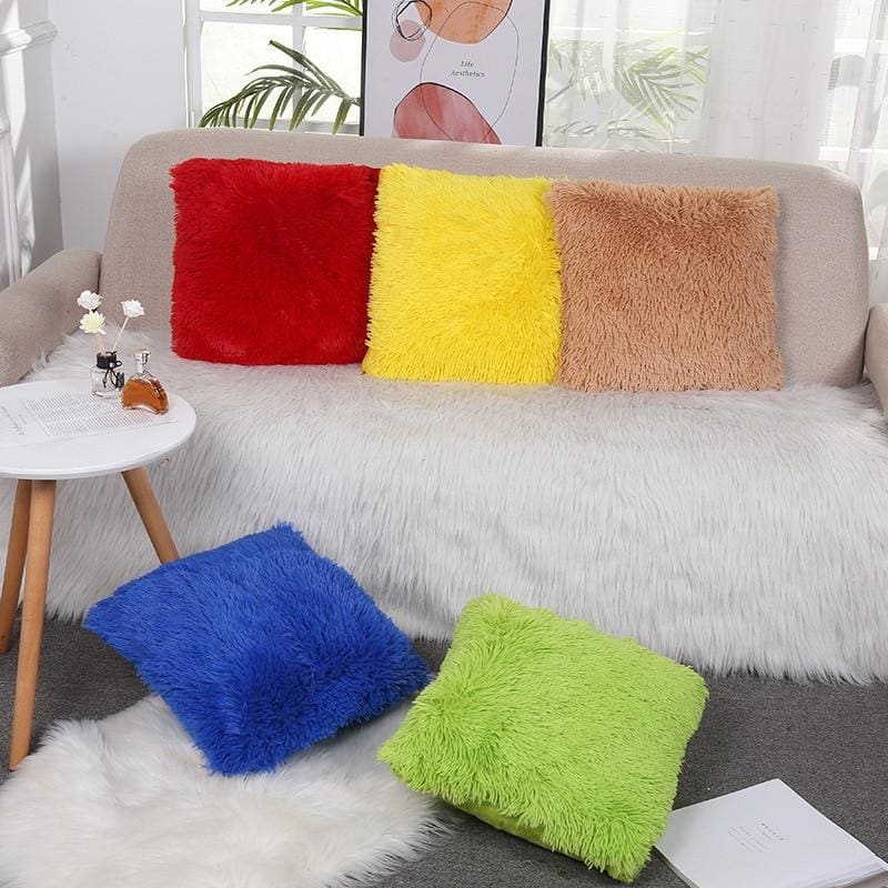 shaggy solid cushion cover for home decoration