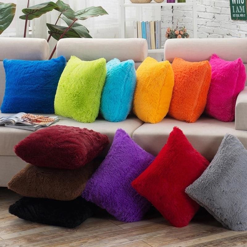 shaggy solid cushion cover for home decoration