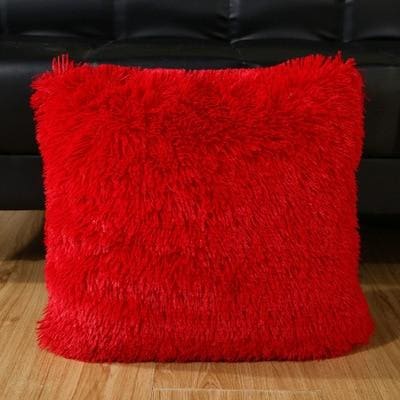 shaggy solid cushion cover for home decoration red / 43x43cm