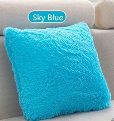 shaggy solid cushion cover for home decoration sky blue / 43x43cm