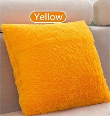 shaggy solid cushion cover for home decoration yellow / 43x43cm