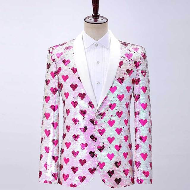 shiny green shawl collar one button sequins bling glitter party blazer
