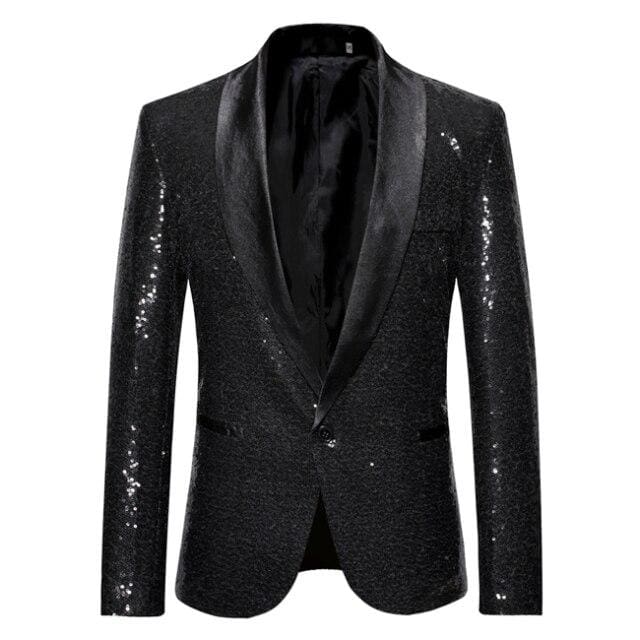 shiny sequin bling glitter shawl collar club dj men blazer