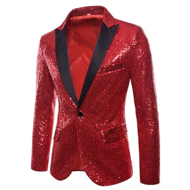 shiny sequin glitter embellished men party blazer