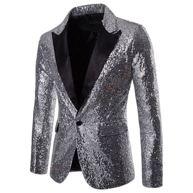 shiny sequin glitter embellished men party blazer