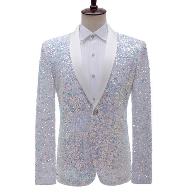 shiny sequin glitter tuxedo men blazer