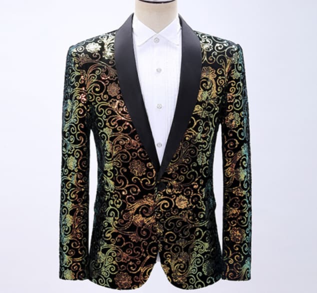 shiny sequin glitter tuxedo men blazer