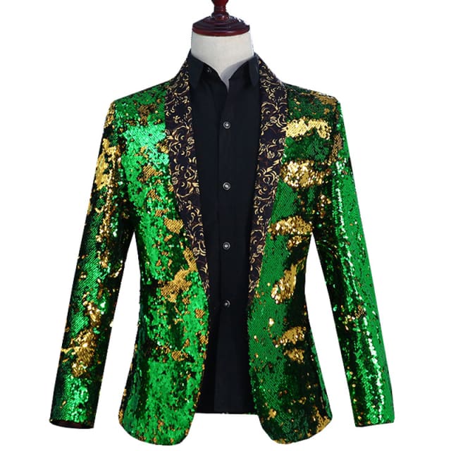 shiny sequin glitter tuxedo men blazer