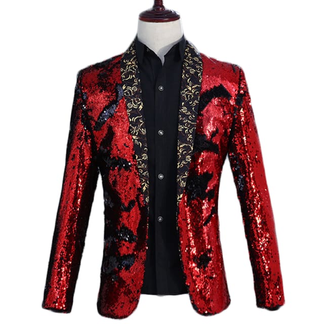 shiny sequin glitter tuxedo men blazer