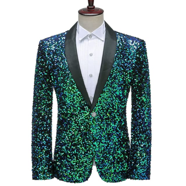 shiny sequin glitter tuxedo men blazer