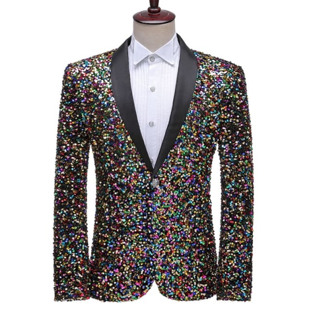 shiny sequin glitter tuxedo men blazer