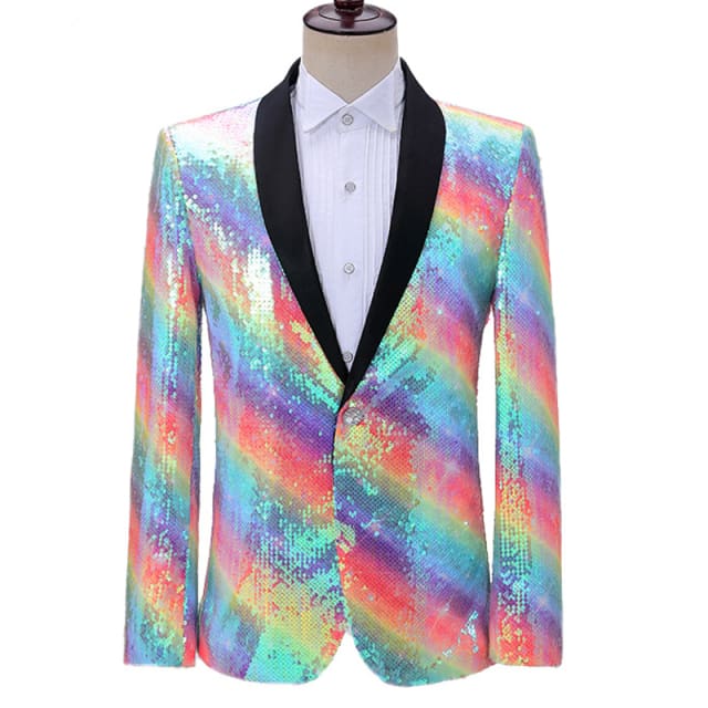 shiny sequin glitter tuxedo men blazer