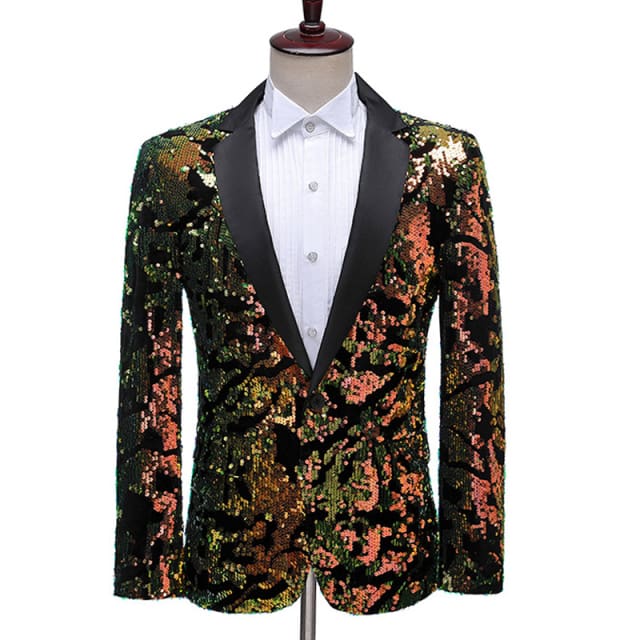 shiny sequin glitter tuxedo men blazer