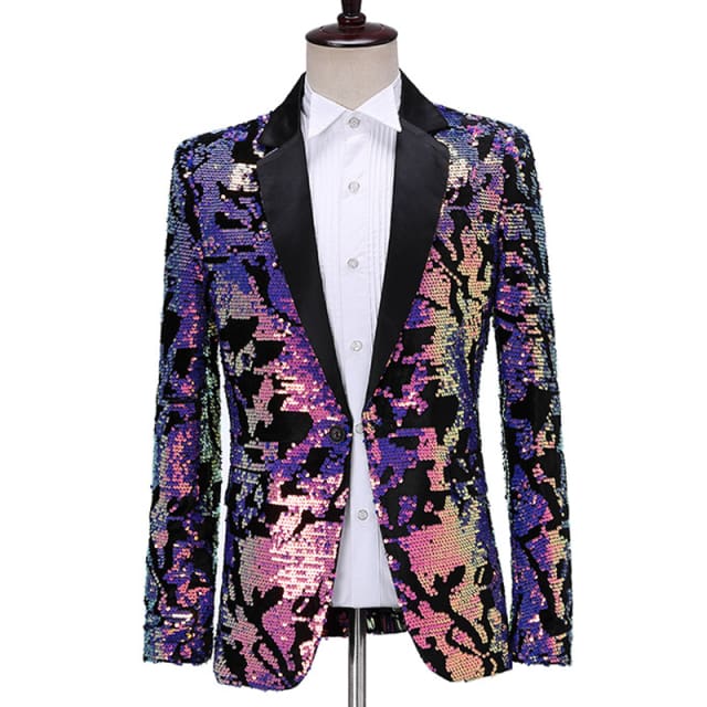 shiny sequin glitter tuxedo men blazer