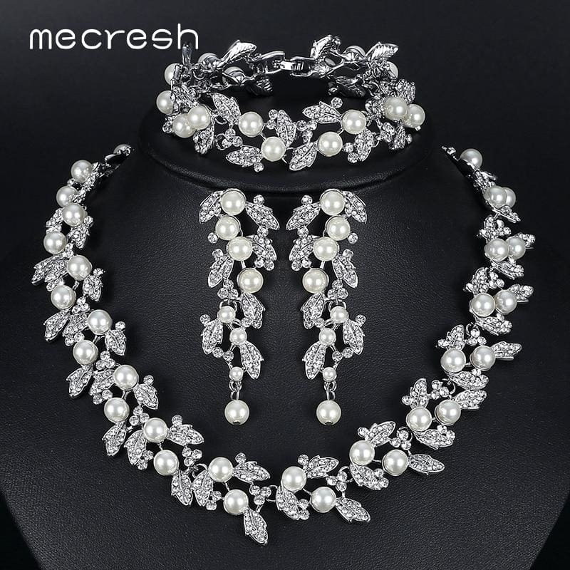 simulated pearl bridal jewelry set parure bijoux femme