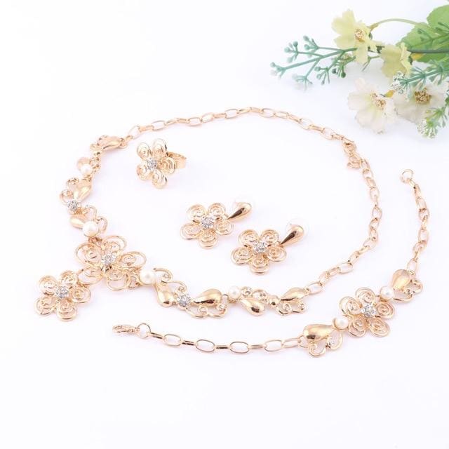simulated pearl jewelry sets for women flower pendant