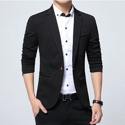 Slim Fit Casual Blazer Suit For Men Black / XXXL JACKETS