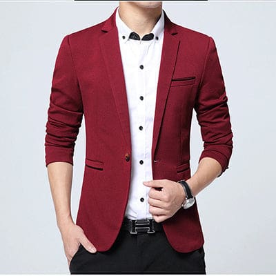 Slim Fit Casual Blazer Suit For Men Red / 4XL JACKETS