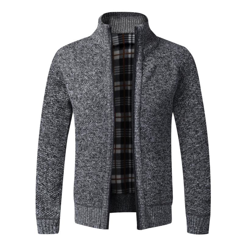 slim fit knitted fleece zipper warm sweater coat