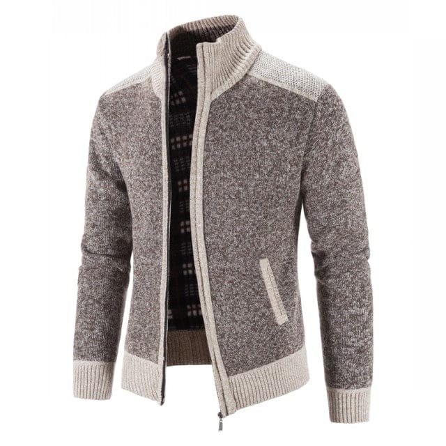 slim fit stand collar thick warm cardigan coats for men