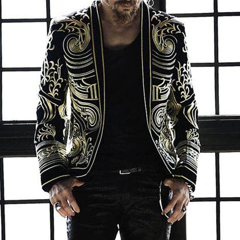 slim fit trend casual print single breasted jackets