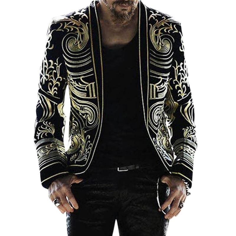 slim fit trend casual print single breasted jackets