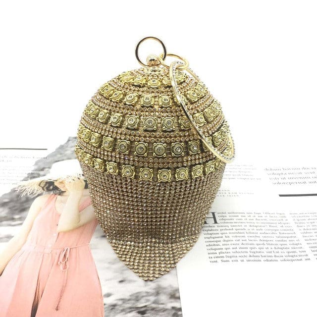 Sliver Diamonds Rhinestone Round Ball Mini Tassels Party Bags For Women Gold G 366 HANDBAGS