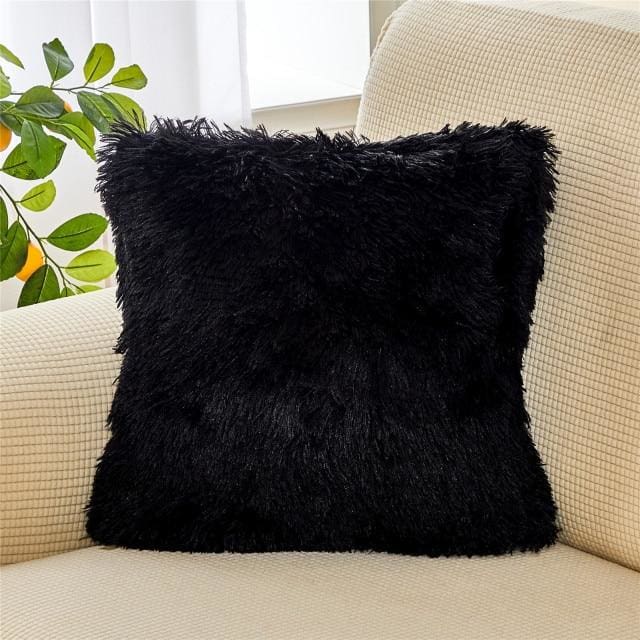 soft fur plush home decor cushion cover 45x45cm / china / black