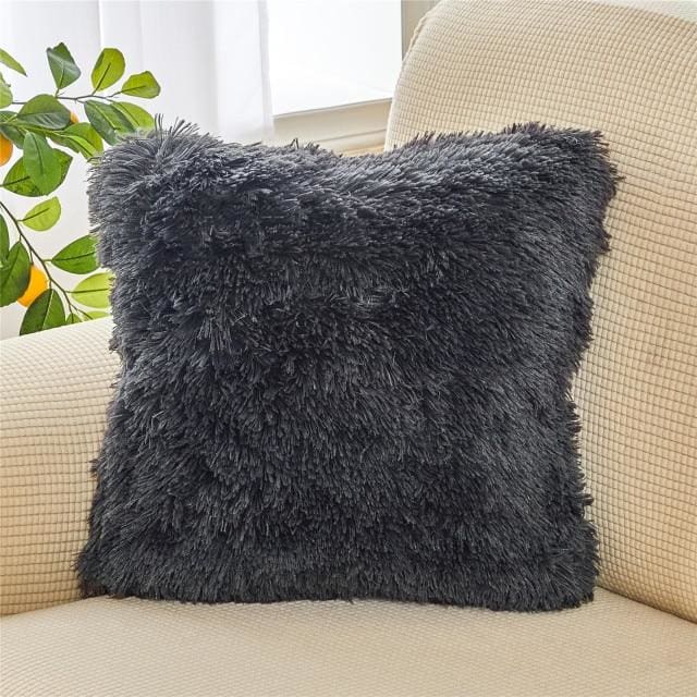 soft fur plush home decor cushion cover 45x45cm / china / dark gray