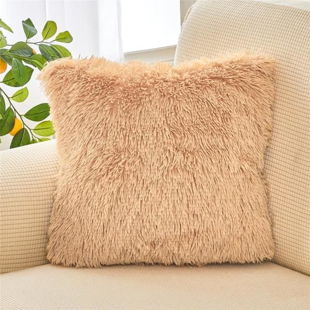 soft fur plush home decor cushion cover 45x45cm / china / khaki