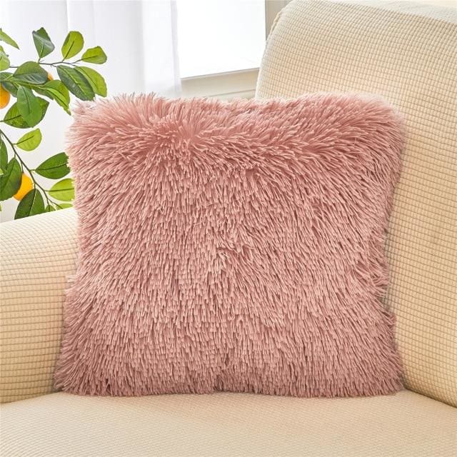 soft fur plush home decor cushion cover 45x45cm / china / light pink